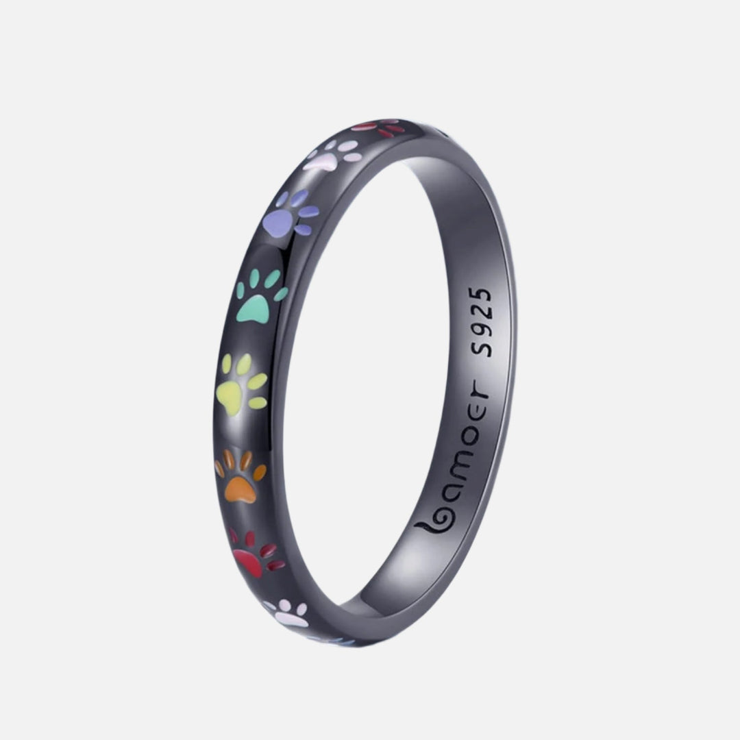 Sterling-Silber Ring mit Pfotenabdruck.